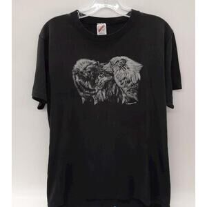Vintage Wolves Black Shirt Size L - 80s